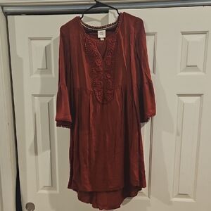 Knox Rose Terracotta Lace-Trimmed Top